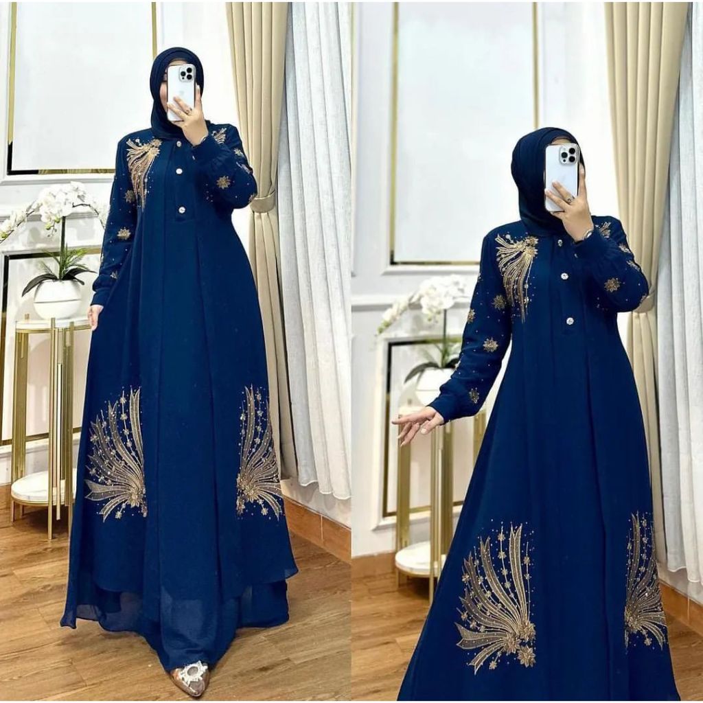 Gamis Bordir Hitam Bahan Ceruty Babydoll Gamis Model 2025 Terbaru Baju Gamis Model Sekarang