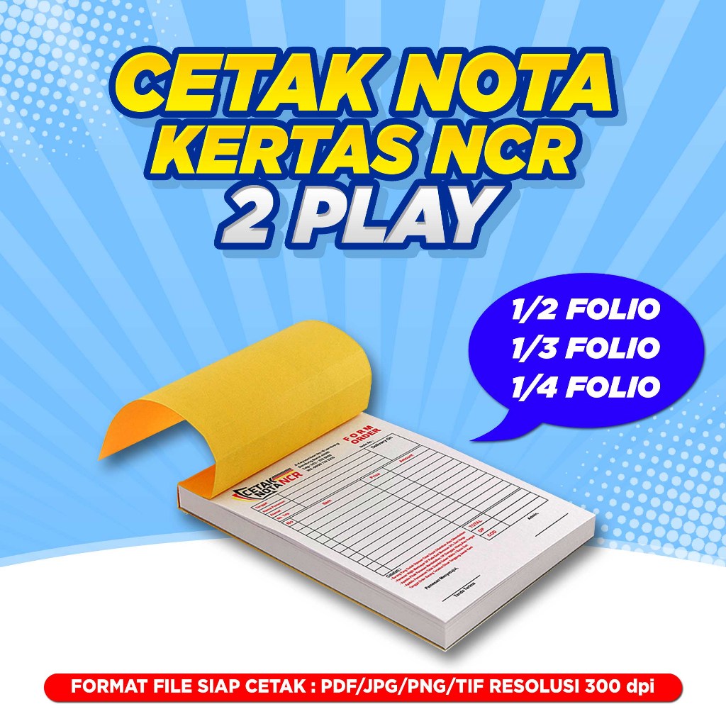 

Cetak Nota Satuan Custom 1/4 F4 kertas NCR Rangkap 2 - Untuk Nota Olshop, Bon Toko, Kwitansi Dll