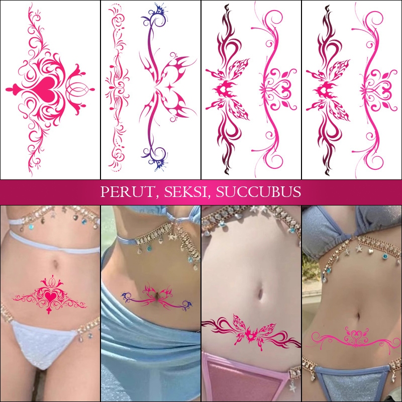 10pcs/set tato tempel untuk wanita, perut, seksi, succubus，tatto temporer,tato temporer,