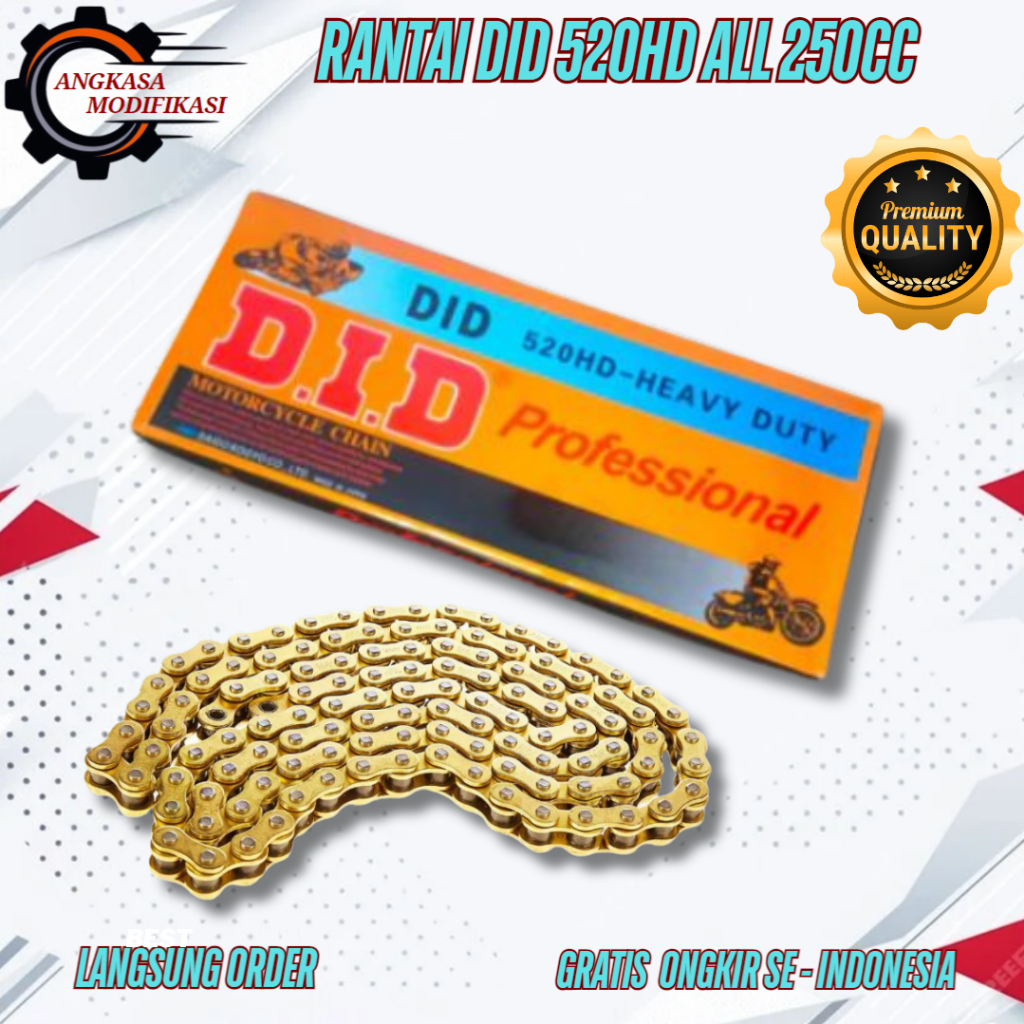 RANTAI EMAS ninja 250,ninja z250,rr mono 520 rantai gold RANTE - 520HSBT, GOLD UNIVERSAL CC250 ANGKA