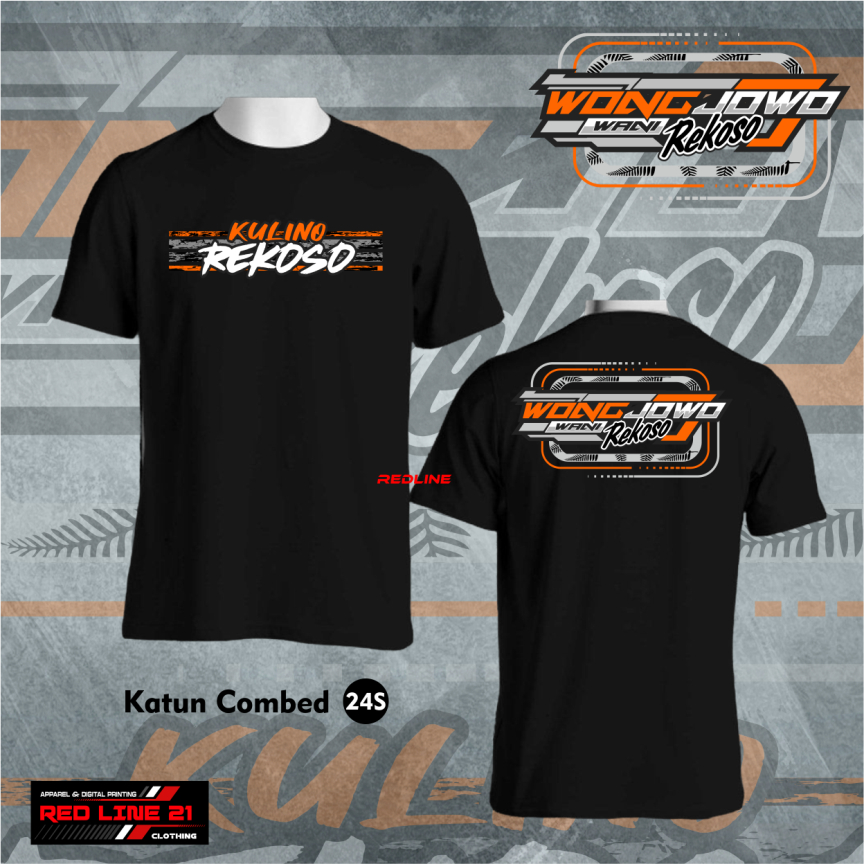 Kaos Kata Wong Jowo Gambar Sablon Depan Belakang Kaos Pria Lengan Pendek #WONG JOWO