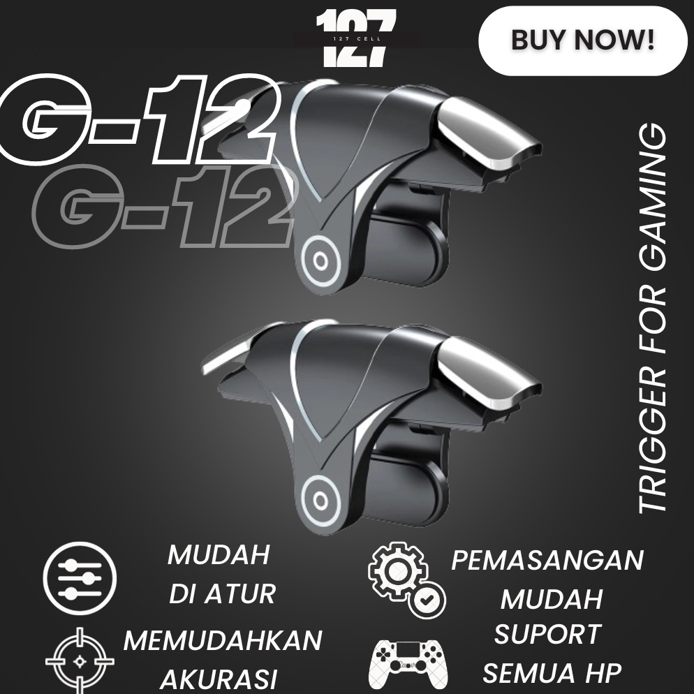 Trigger G12 Controller Joy Stick Alat Bantu Tembak Shooter L1 R1 Tombol Untuk Gaming Handphone PUBG 