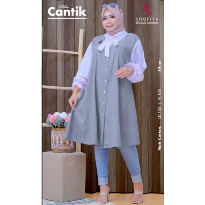 Baju Wanita Terbaru>Termurah>Terlaris>BalQia Tunik Bahan Crinkle>Warna Grey>Ukuran,Jumbo