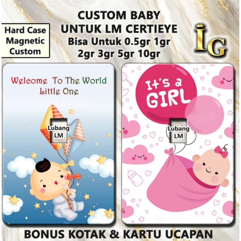 Cover Emas ANTAM Certieye WELCOME BABY BOY GIRL (TANPA EMASNYA) + Box Gratis Kartu Ucapan Custom