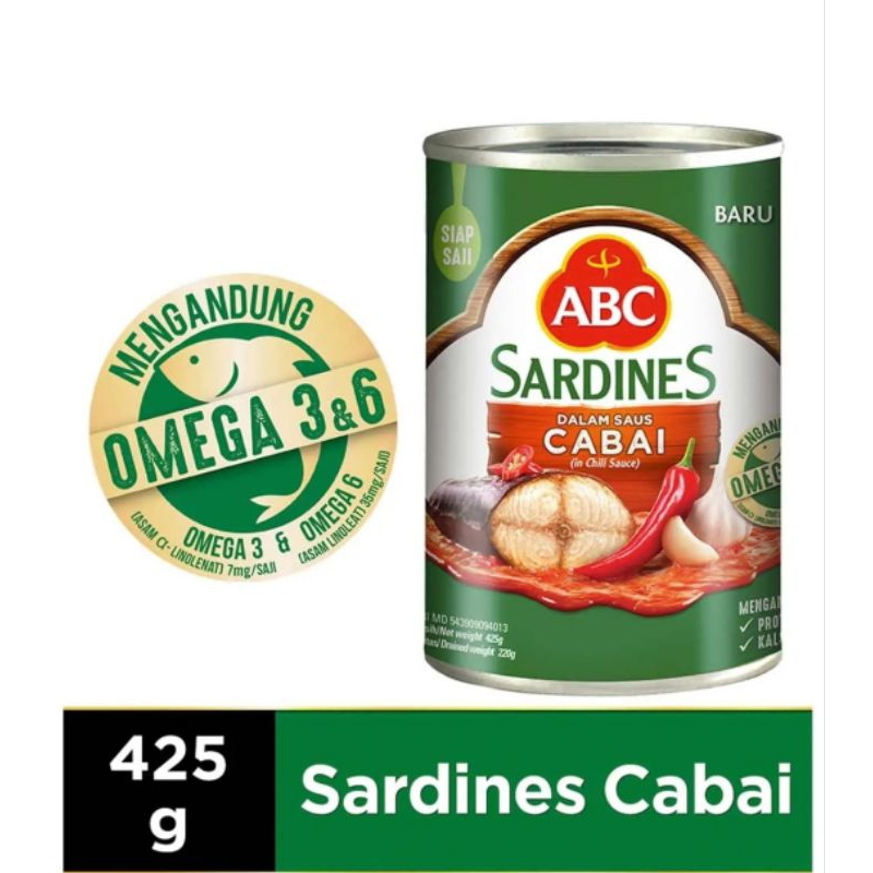 

ABC Sardines 425gr tomat /ekstra pedas/cabai