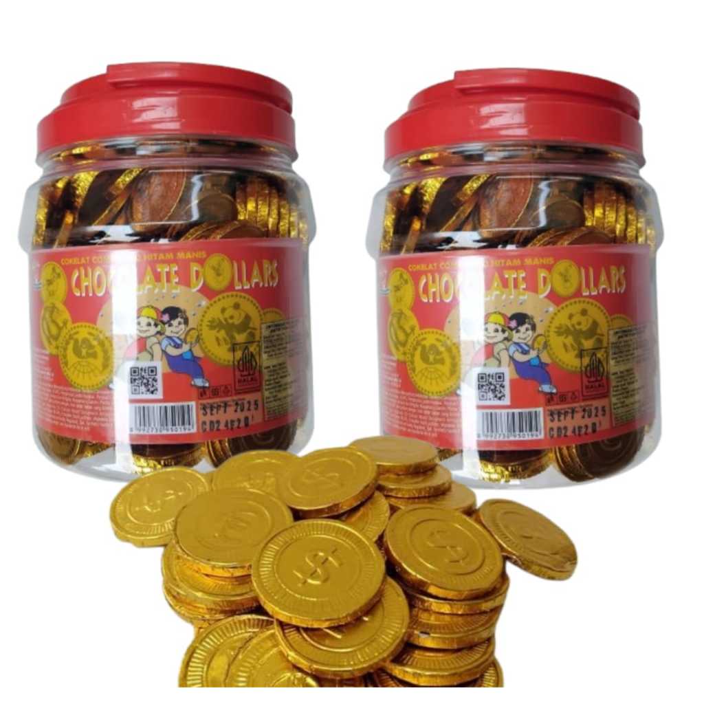 

Coklat coin dollar kemasan toples isi 200 pcs