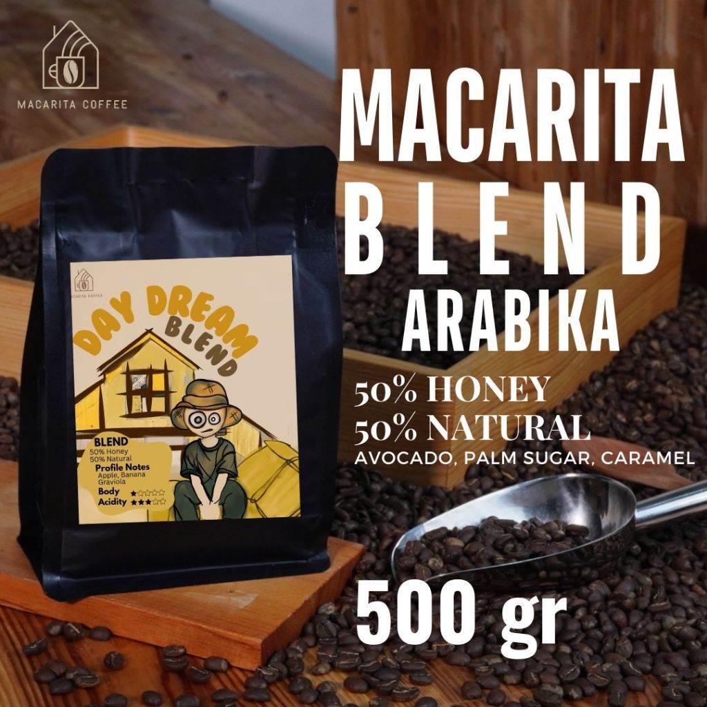 

Macarita Day Dream House Blend Espreso Es Kopi Susu 50% Honey 50% Natural Washed (100% Arabika) 500gram