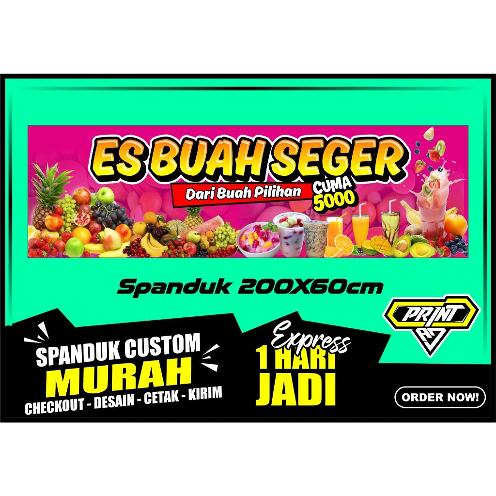Banner ES BUAH SEGAR. Spanduk ES BUAH SEGAR 200x60 cm, COD / Banner ES BUAH SEGAR 200x60. Spanduk ES