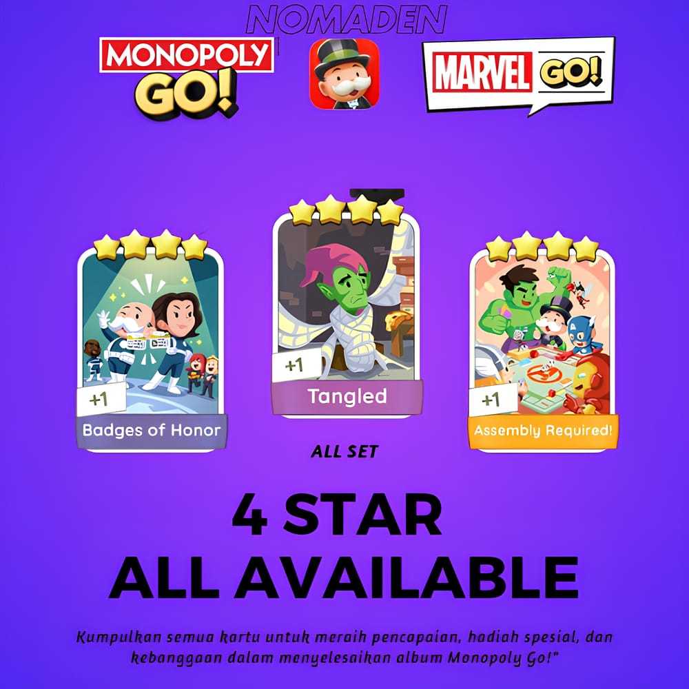 

Monopoly Go 4 star sticker ALL AVAILABLE