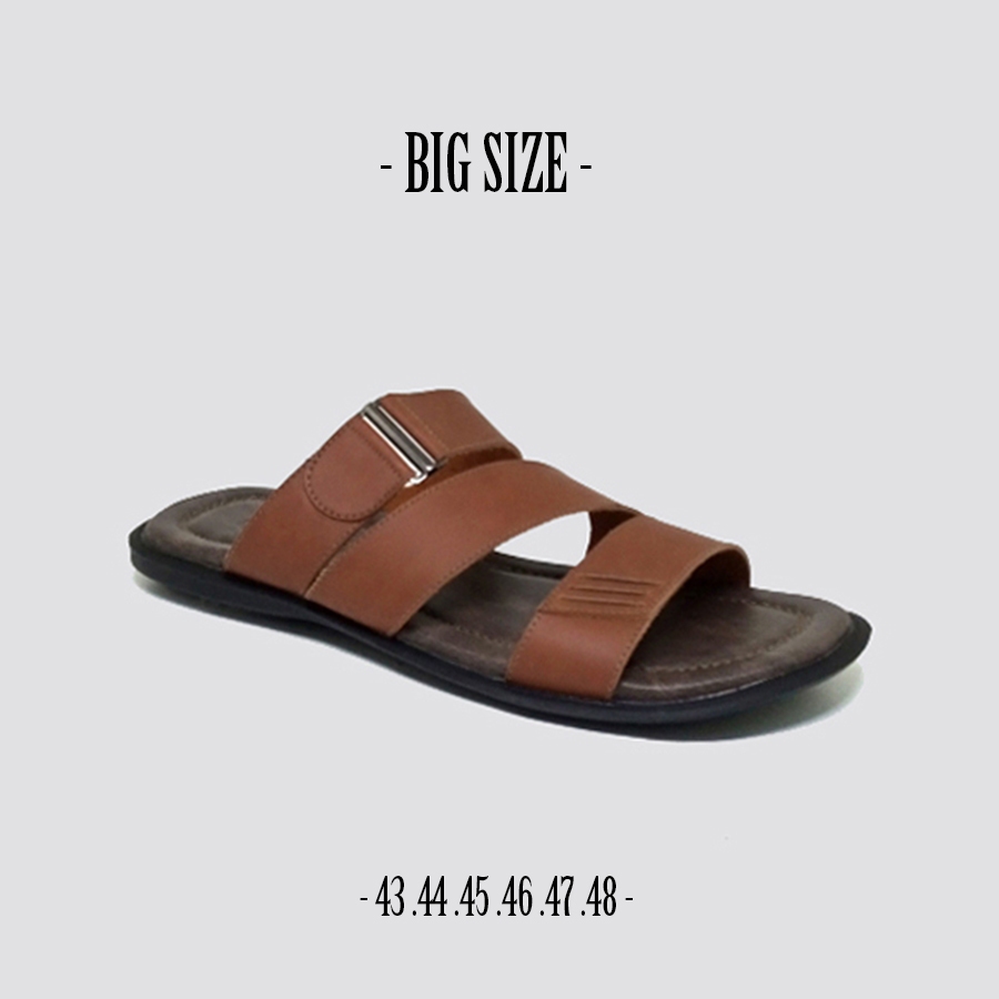 Sandal Flat Selop Kulit Asli Premium Sandal Pria Dewasa Ukuran Jumbo 44-45-46-47-48 AJG 09 TANE