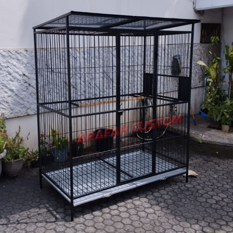 Sangkar Kandang Burung Kakaktua Parrot Macaw Beo Nuri Hantu Afgrey Full Ruji Besi Besar Anti Karat