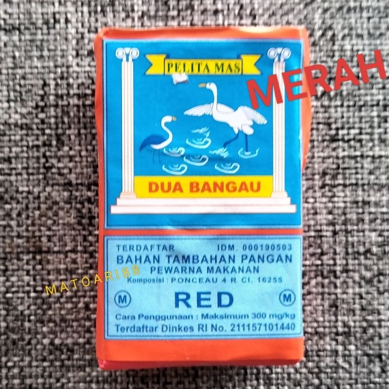 

PEWARNA MAKANAN cap Dua Bangau PELITA MAS | 10gr | Merah (Red)