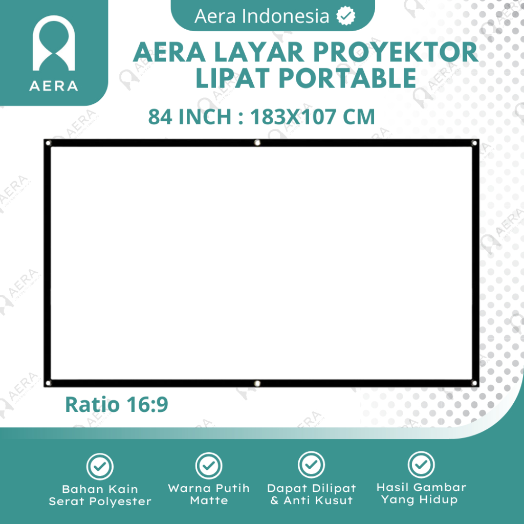 Screen Projector Folded 84 Inch 16:9 | Layar Proyektor Portable | Kain Layar Proyektor | Layar Proye