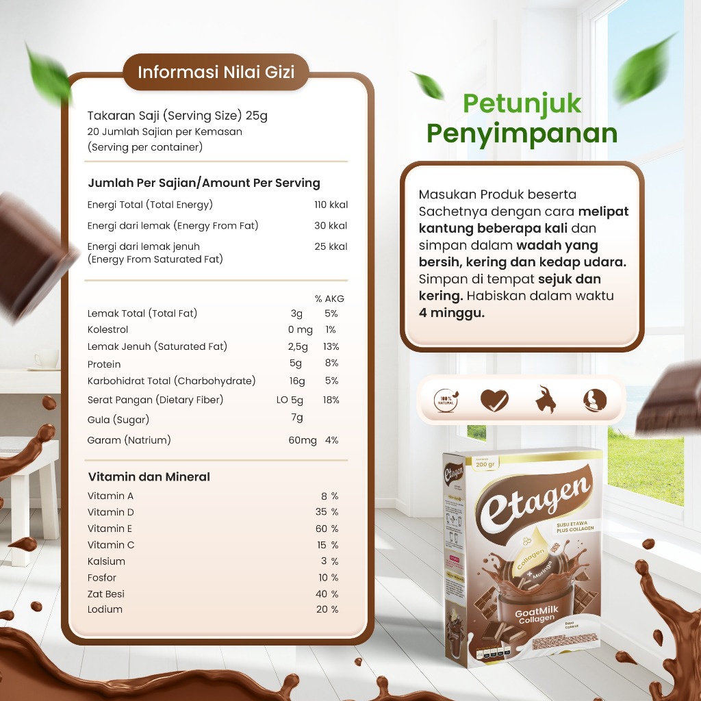 

ETAGEN SUSU COLLAGEN Kolagen Milk Merawat Kulit & Wajah Rasa Cokelat Coklat 200gr