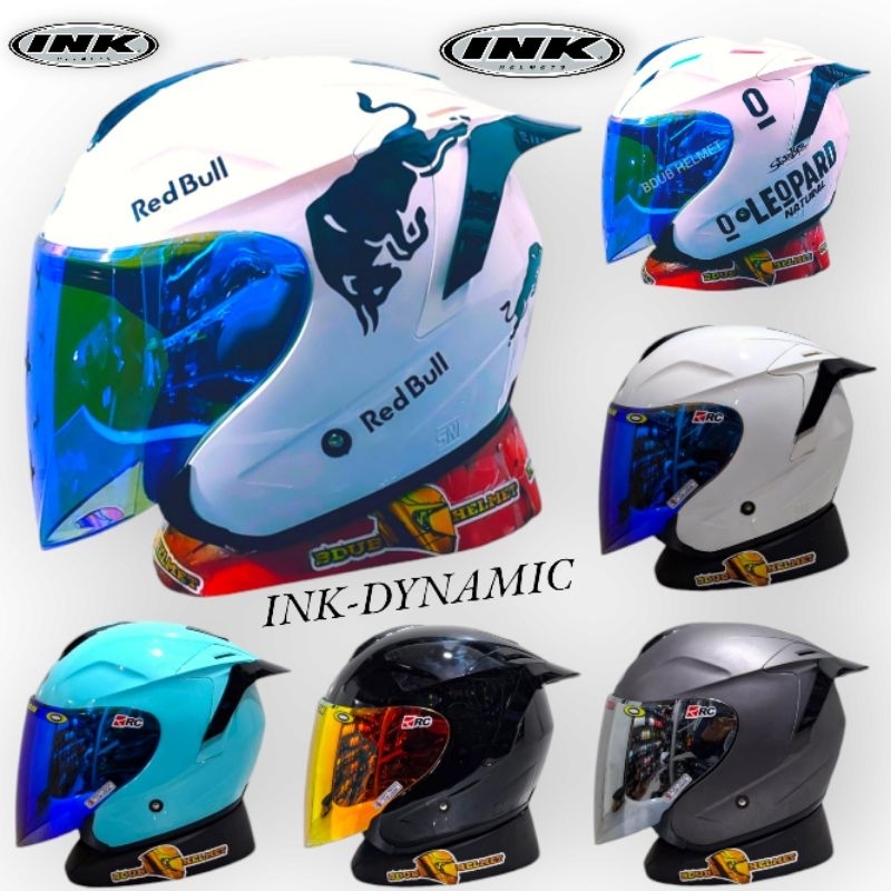Helm INK Dynamic white paket ganteng red bull