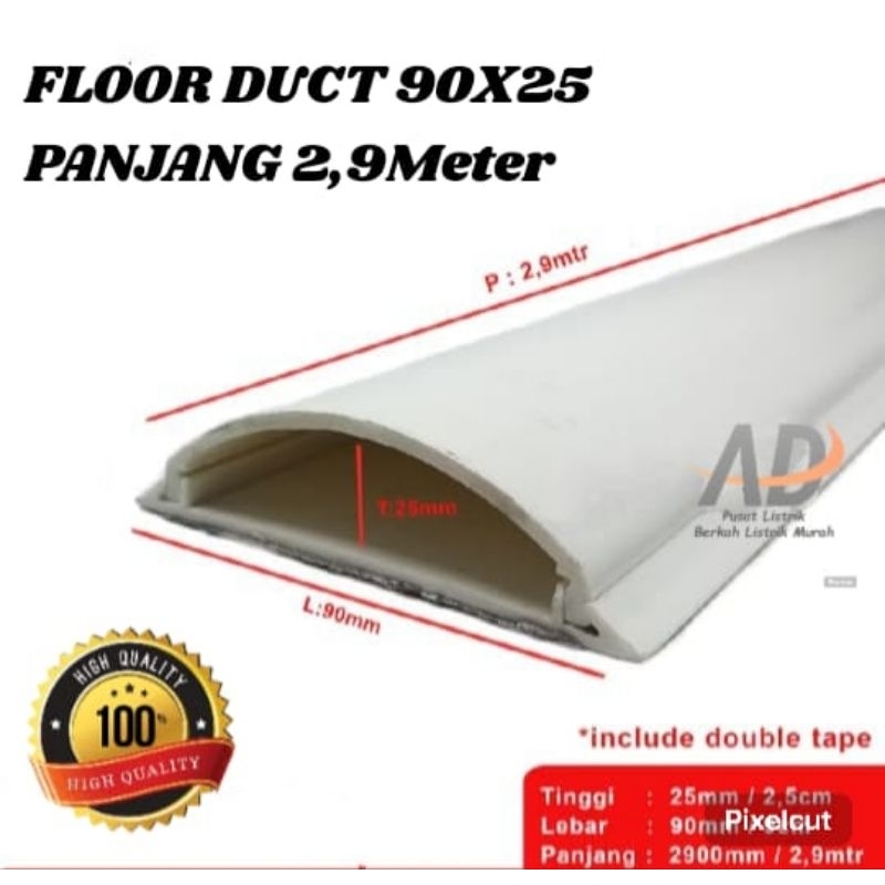 Floor Duct 90x25 Panjang 2.9Meter/Kabel Duct Oval 90 x 25/Duct Floor/Floorduct Pelindung Kabel Pembu