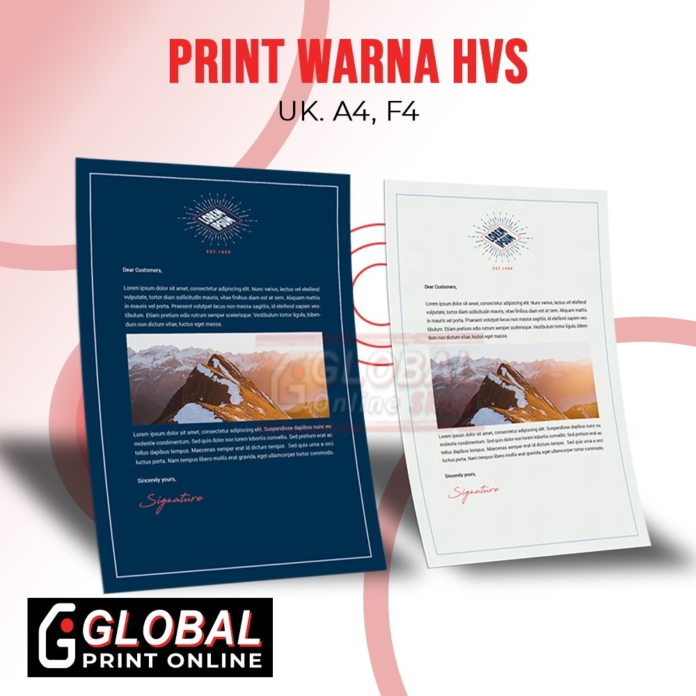 Global Print Shop Online - Print Warna Bahan HVS Ukuran A3 (Laminasi & Tanpa Laminasi)