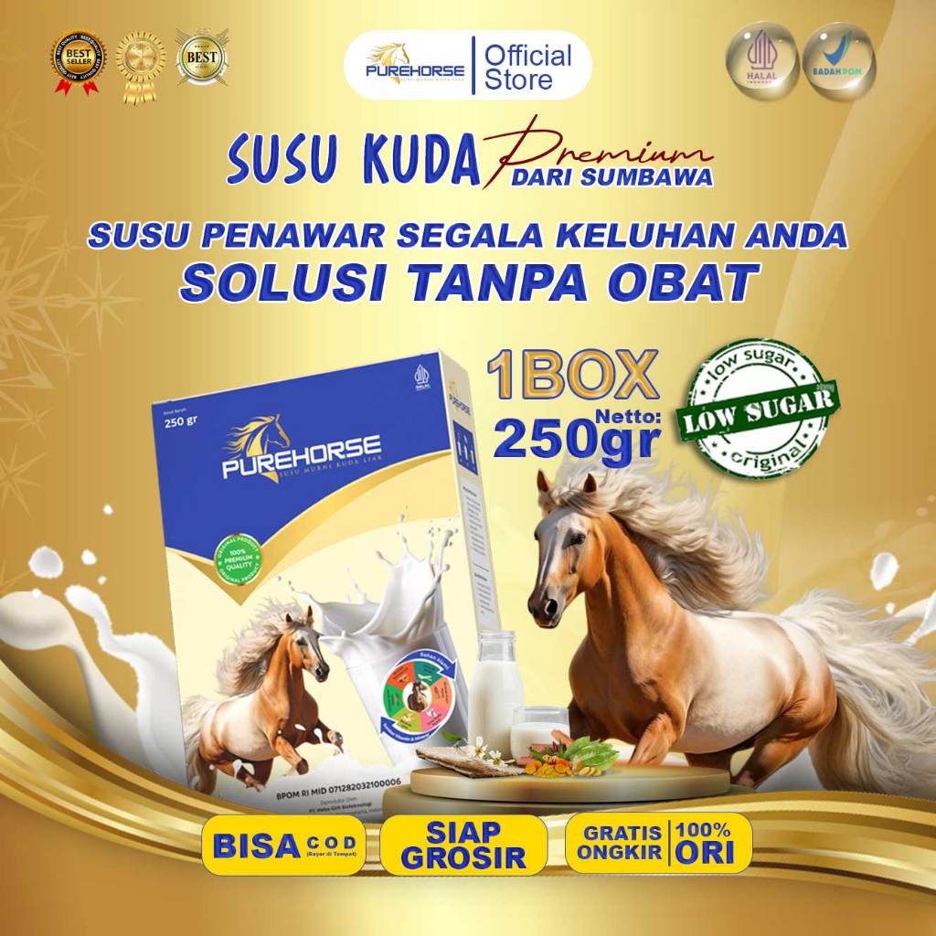 

Purehorse Susu Kuda 100% Original Rendah Gula Lebih Banyak Kemasan 250gram