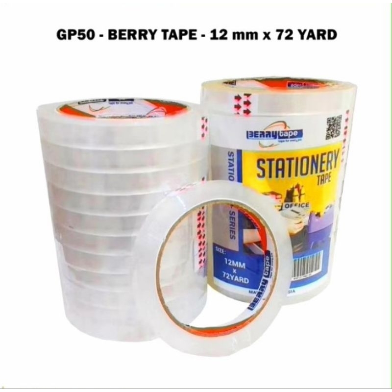 

Isolasi Berry Tape 12 mm x 72 yard Bening Clear