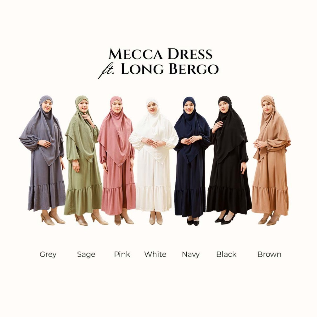 Shade Signature Set Mecca Dress + Long Bergo syar'i  - Premium Gamis Muslimah Syar'i