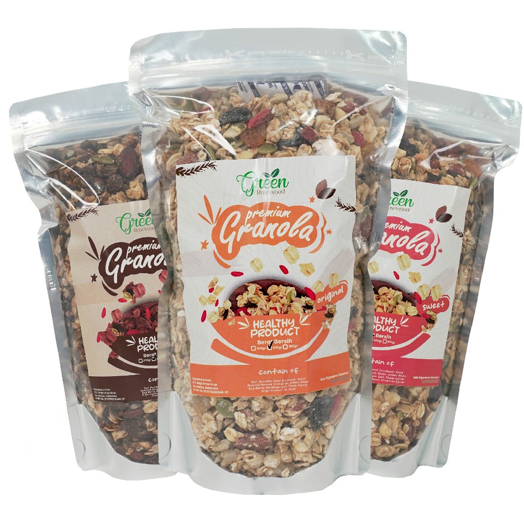 

GRANOLA PREMIUM 400 GR - GRANOLA 400 GRAM - SEREAL SEHAT 400GR (ORIGINAL, MANIS, COKLAT)