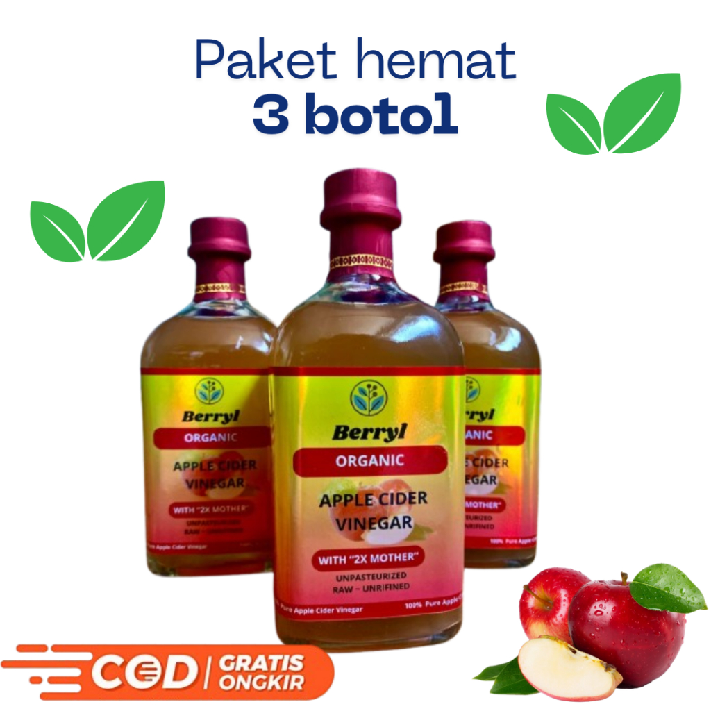 

PAKET HEMAT 3 BOTOL CUKA APEL BERRYL I CUKA APEL PREMIUM DENGAN 6 JENIS BUAH APEL I AMPUH MENURUNKAN GULA DARAH DAN KOLESTEROL