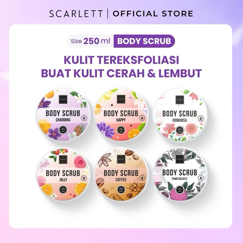SCARLETT WHITENING BODY SCRUB LULUR MANDI 250ml Original 100%
