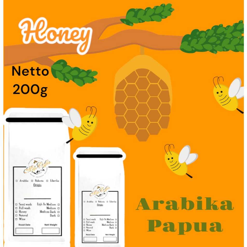 

biji kopi roasted arabika spesialty papua honey 200g