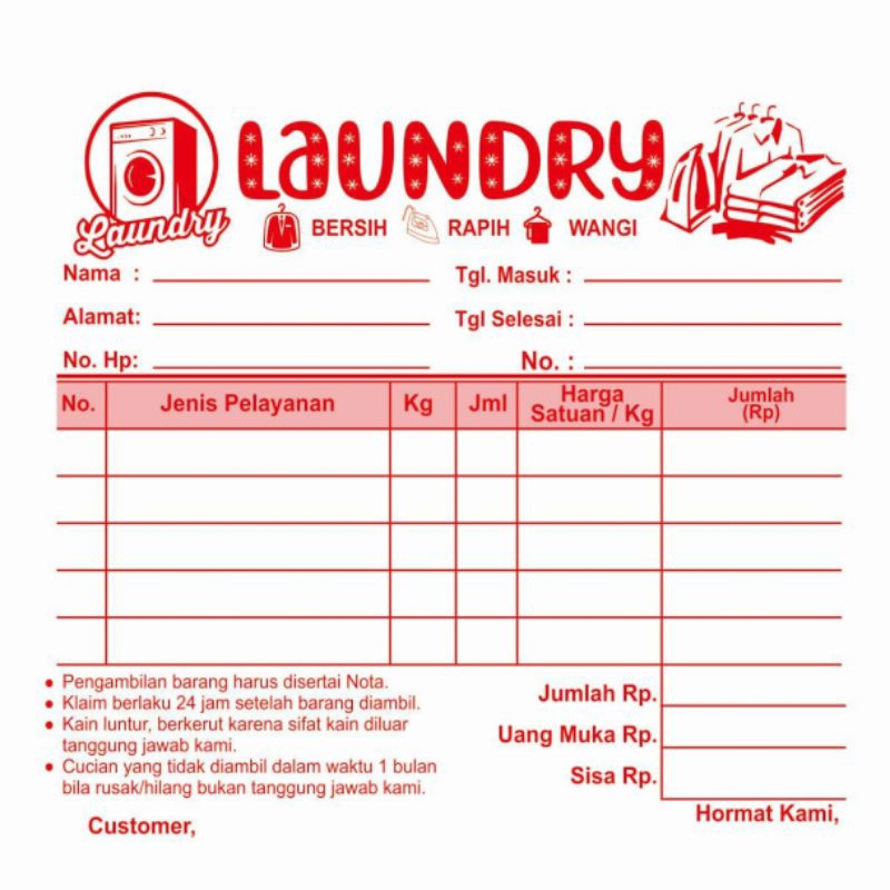 

Nota Laundry 1/6 Folio