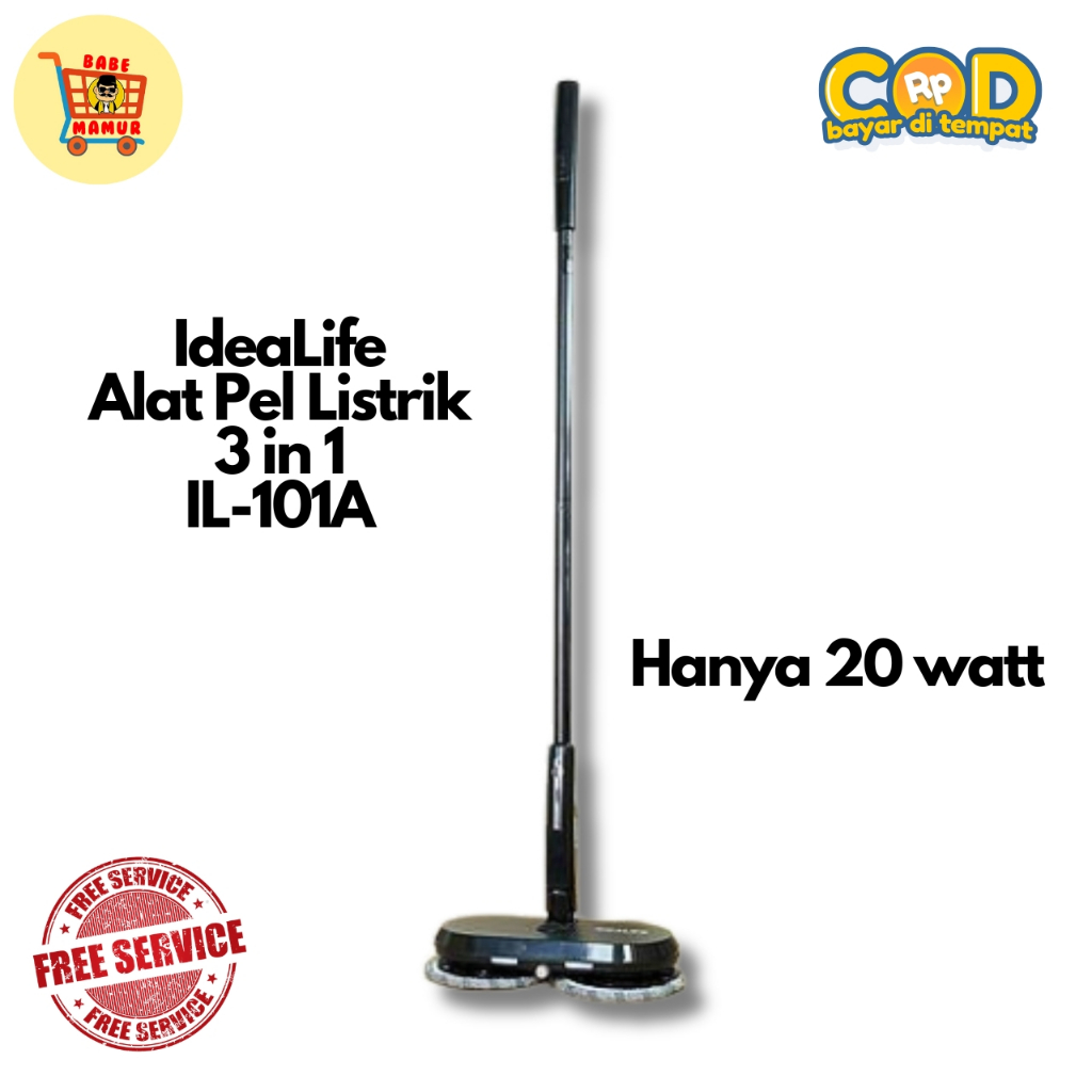 IDEALIFE Electric Mop IL-101A - Alat Pel Listrik Otomatis 3 in 1, Ringan & Praktis