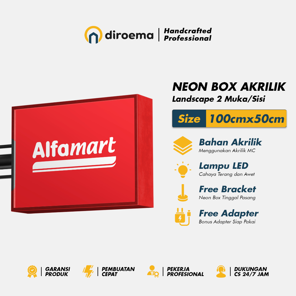 Neon Box Akrilik 100x50cm Landscape 2 Muka - Diroema