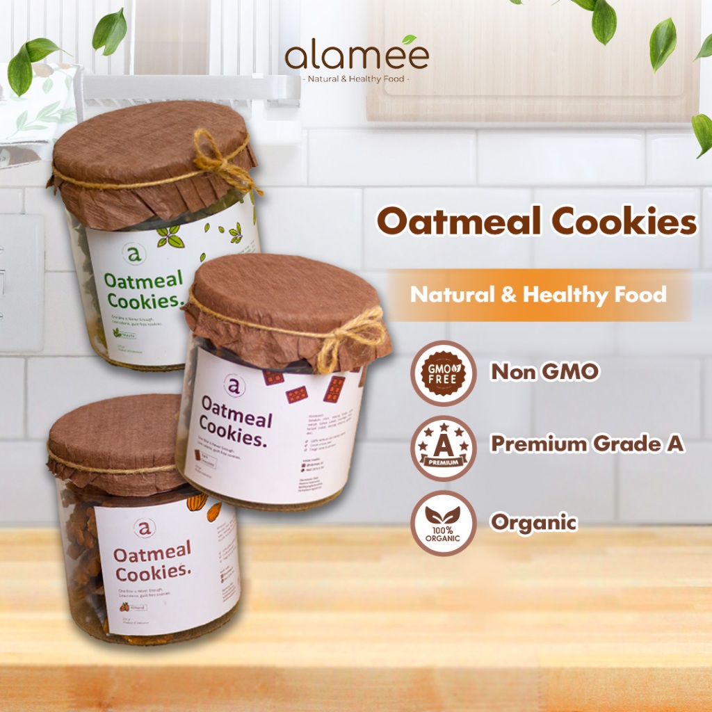 

ALAMEE Oatmeal Cookies - Cemilan Almond Matcha Dark Choco Snack Kue Sehat Healthy Snack Cookie 225gr