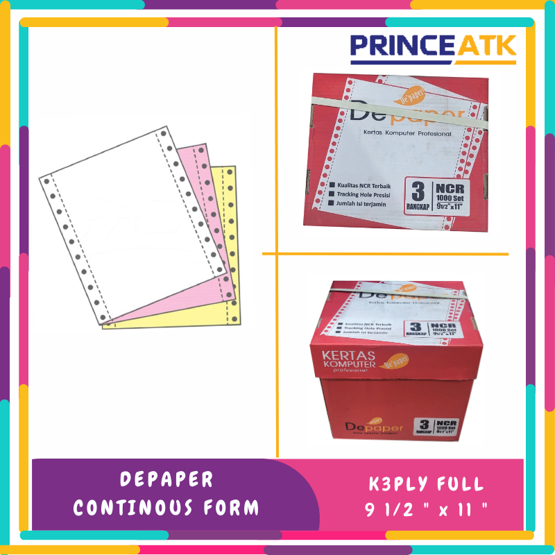 

Ecer Kertas NCR Continous Form 3Ply (Rangkap 3) Full 50 Lbr (50 Sheet)