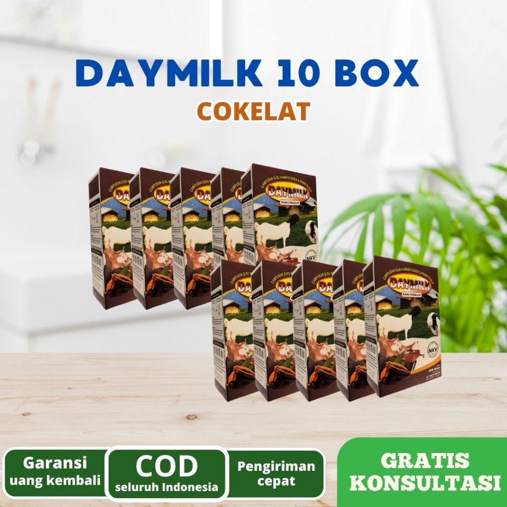 

Daymilk Cokelat | Susu Kambing Etawa Atasi pernafasan & Persendian - 10 Box