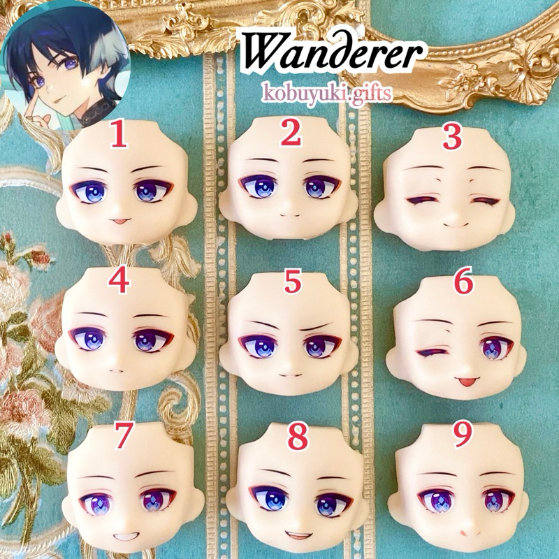 Wanderer Scaramouche Nendoroid Faceplate Genshin Impact faceswap wajah ob11 doll scara kabukimono fa