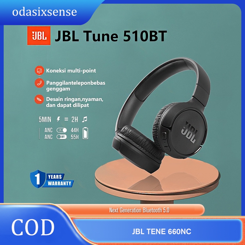 JBL Official Store 100% Original JBL Tune 510BT Wireless On-Ear Headphones with Pure Bass Sound Blue