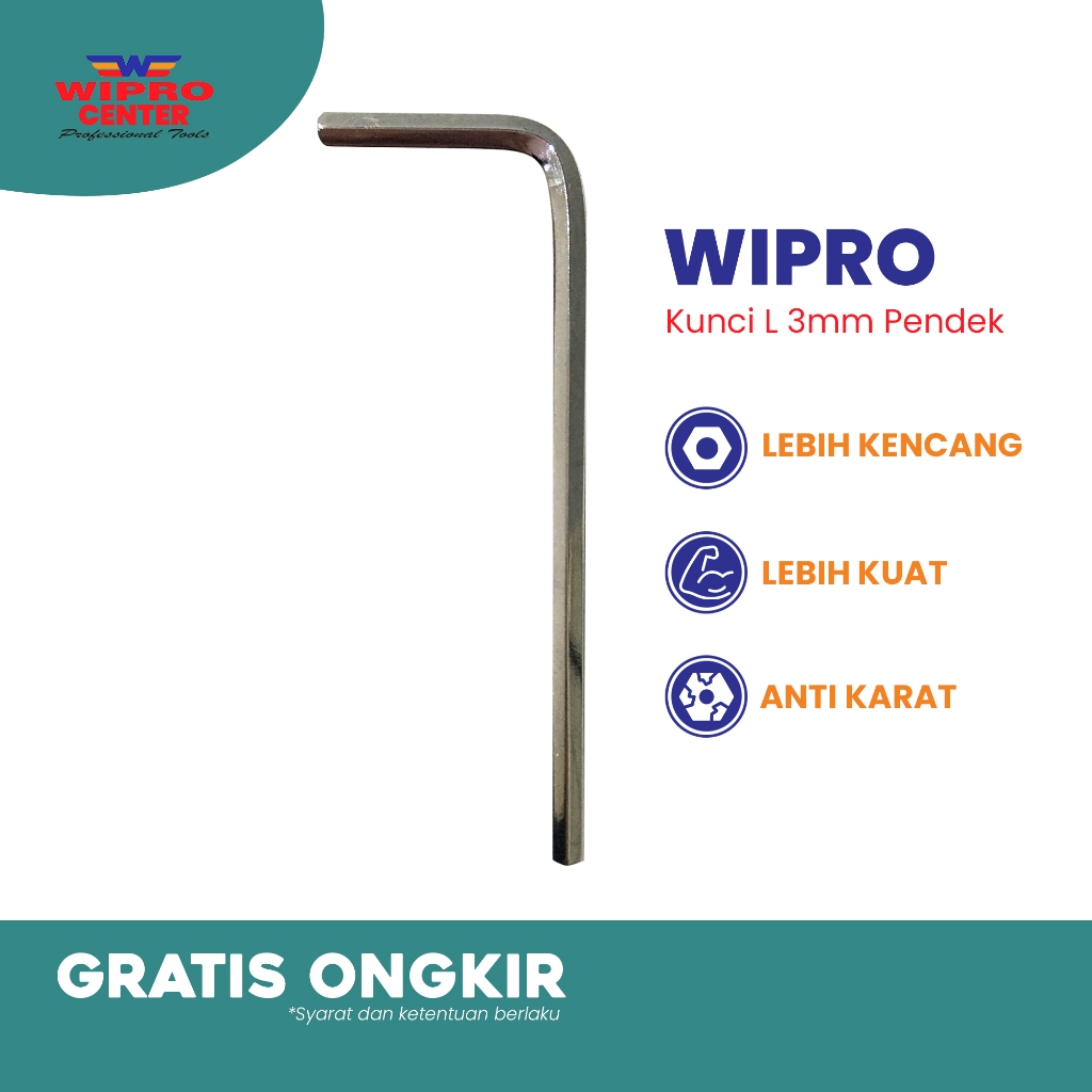 Kunci L 3mm / 3.0mm pendek WIPRO