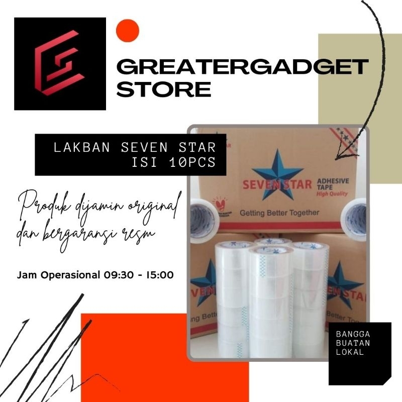 

Lakban SEVEN STAR 45mm × 100 yard isi 10pcs,bening/coklat