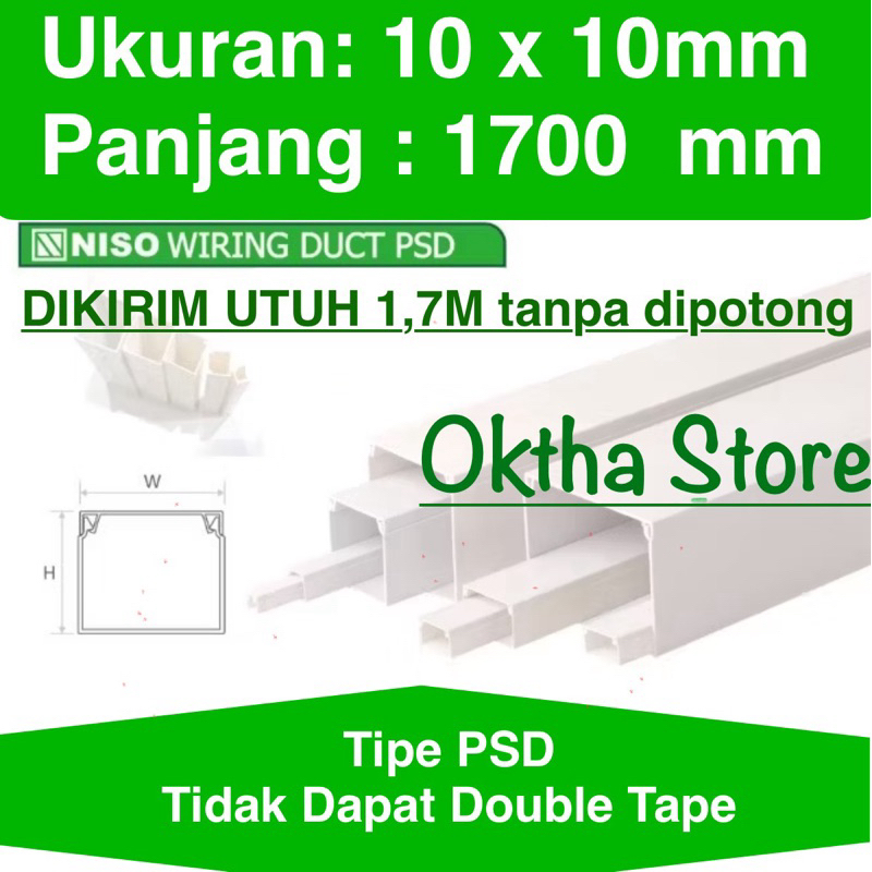 [1,7 Meter ] NISO Kabel Ducting 10 x 10 x 1700 mm Pelindung duct