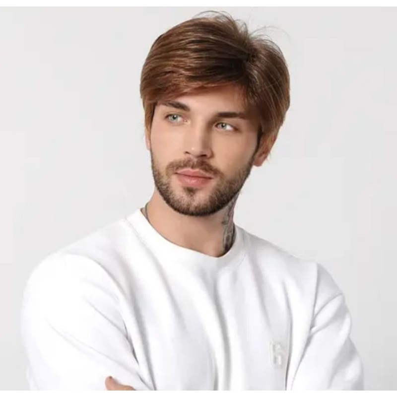 Wig Pria Wig Pendek Pria Wig Korean Style Wig Pendek Pria Wig Pendek Blonde Wig Marron