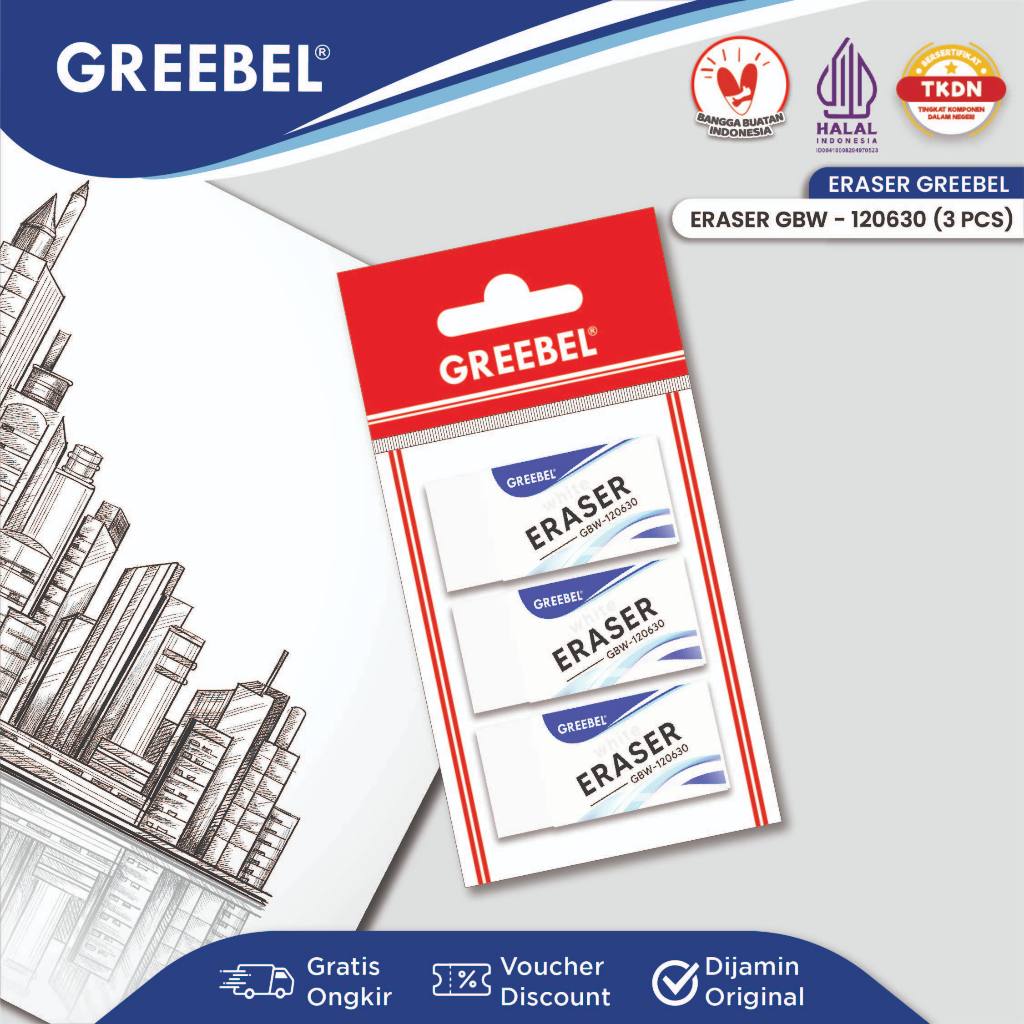 

GREEBEL Eraser Stip Hapusan GBW-120630 (3PCS/SET) Penghapus Pensil