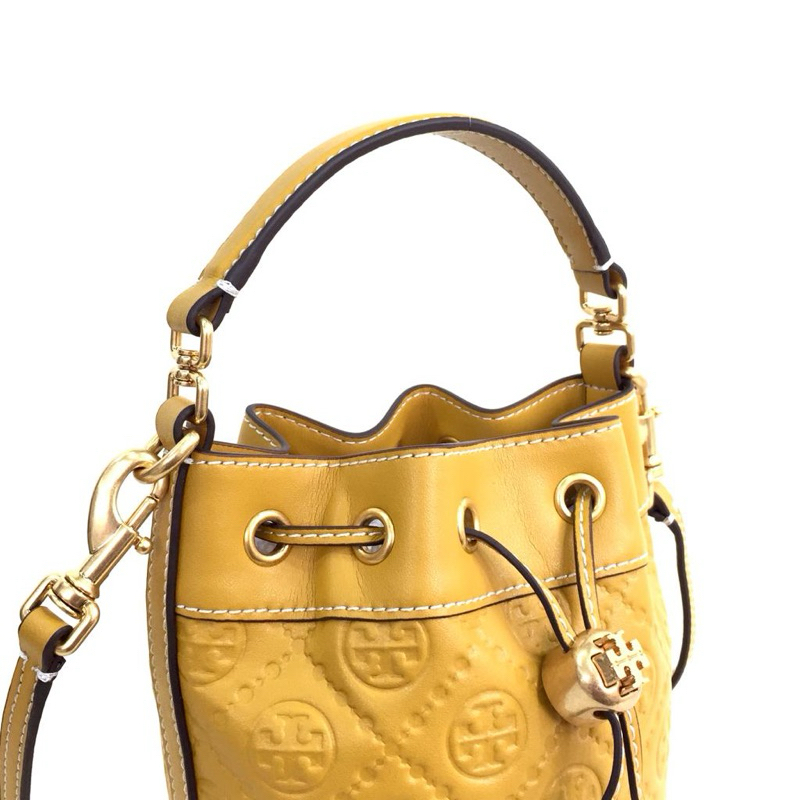 TB T Monogram Leather Mini Bucket Bag