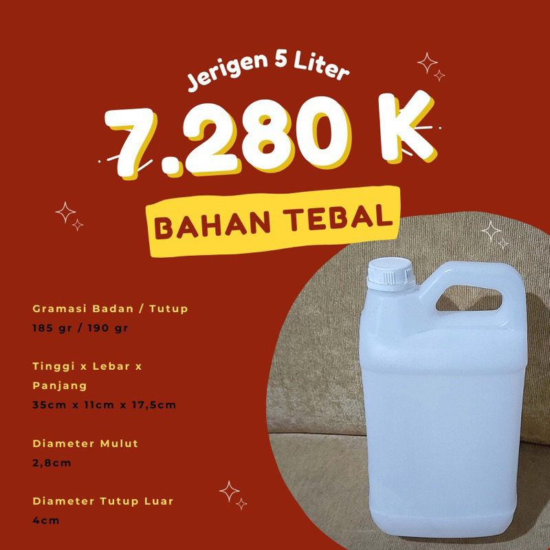 Jerigen Plastik 5 Liter Bahan HDPE