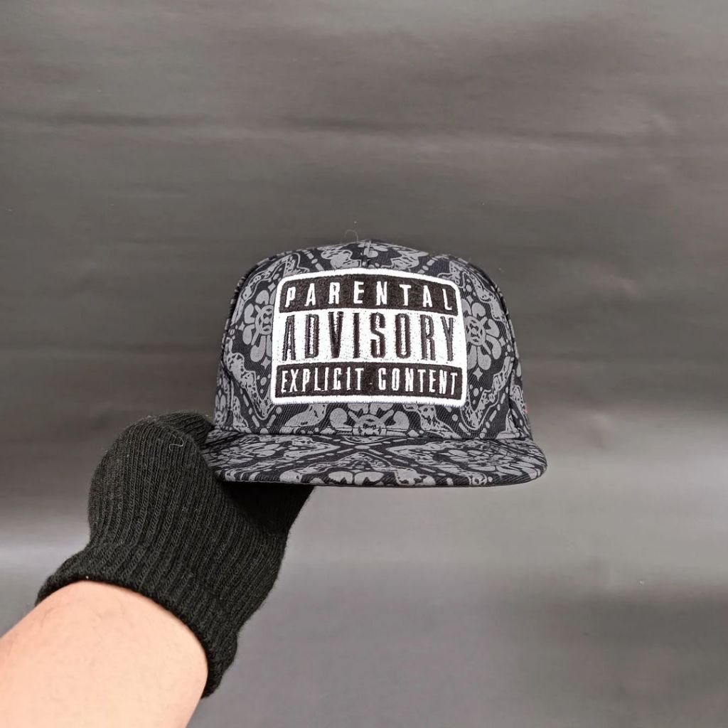 PARENTAL ADVISORY by PREMIER Topi Snapback Unisex Pria Wanita AOP Original