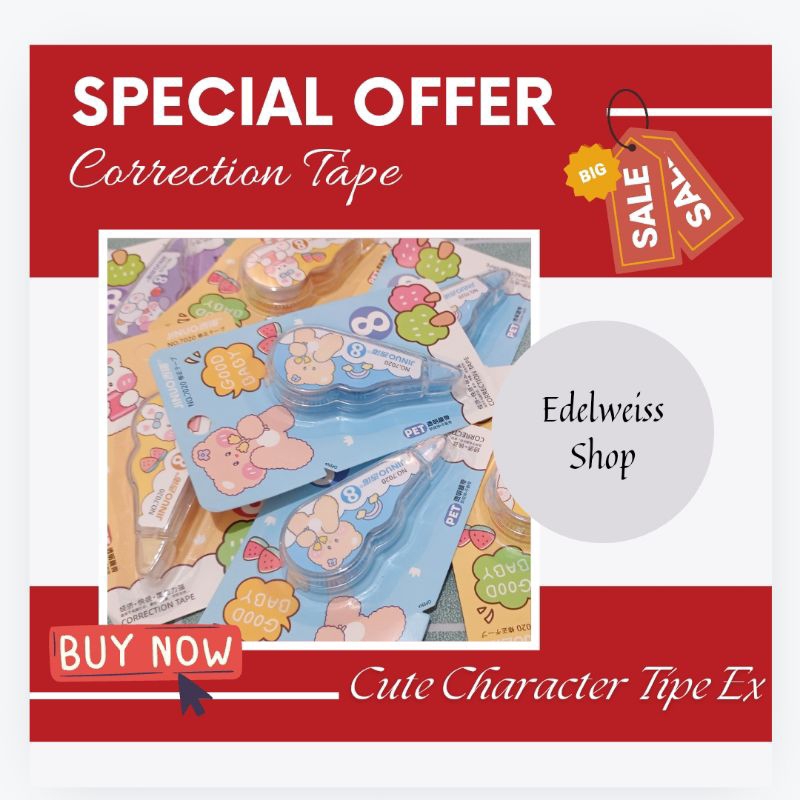 

Correction Tape Mini TIP EX Pita Koreksi Penghapus Kertas Tipe X Lucu