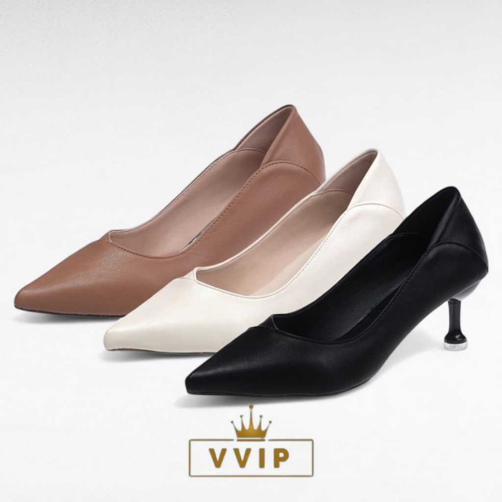 VVIP High Heels Kerja Wanita Basic Fashion Sepatu Hak Tinggi Cewek Kantoran Polos Korea Import T-928