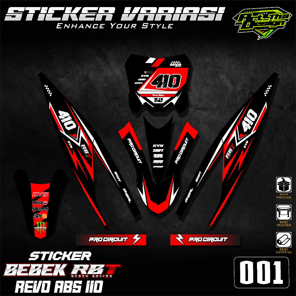 Sticker RBT Revo absoulut REVO ABS 110 rbt REVO BEBEK MODIF SUPERMOTO YZ CRF KLX RBT new MOTOR TRABA