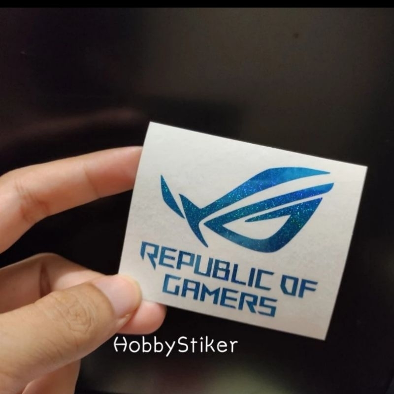 Stiker ROG republic of gamer untuk laptop gaming pc