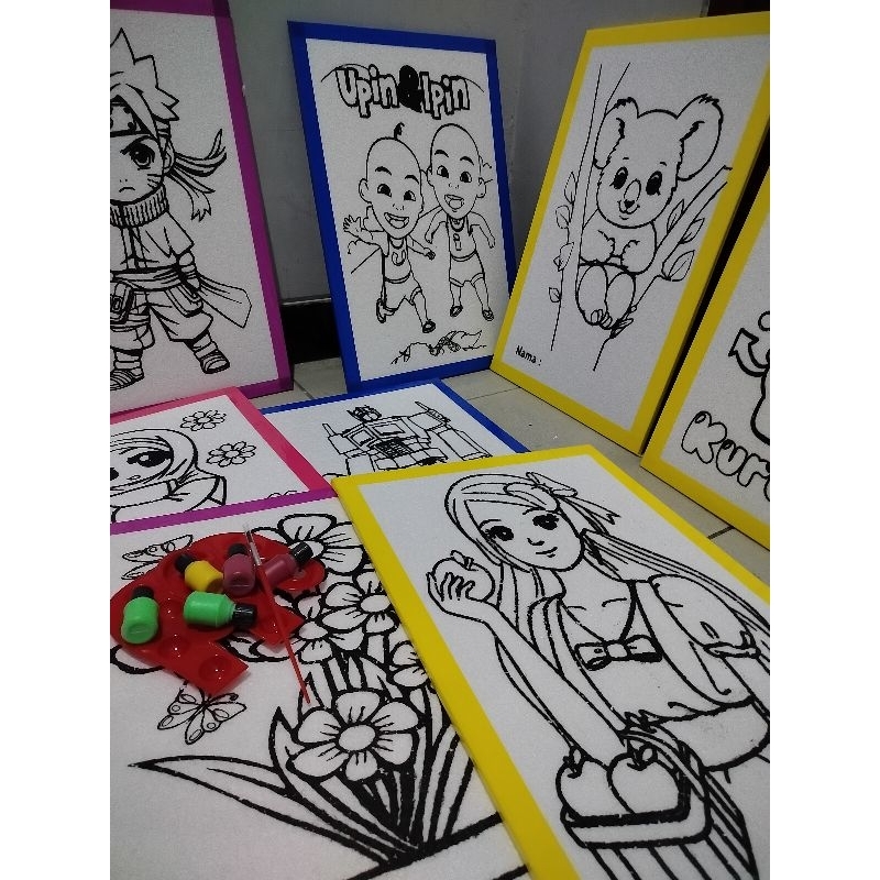 

paket hemat lukis 5 styrofoam, 5 cat, 1 pallet,1 kuas