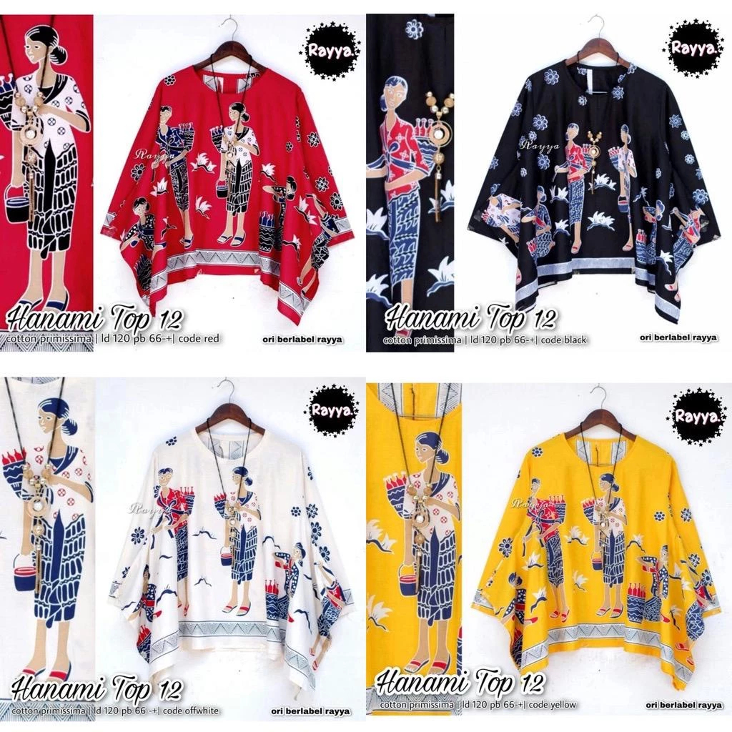 PREMIUM Blus Hanami Waka Top #16 Batik Mbok Jamu Motif Kartun Atasan Kerja Batik Wanita Katun Lucu M